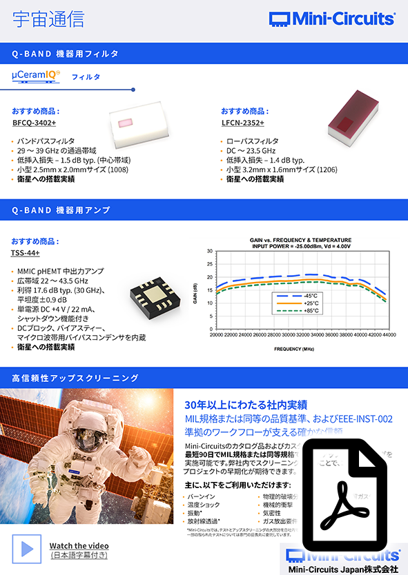 Mini-Circuits Wireless Japan 2026 Space applications flyer PDF