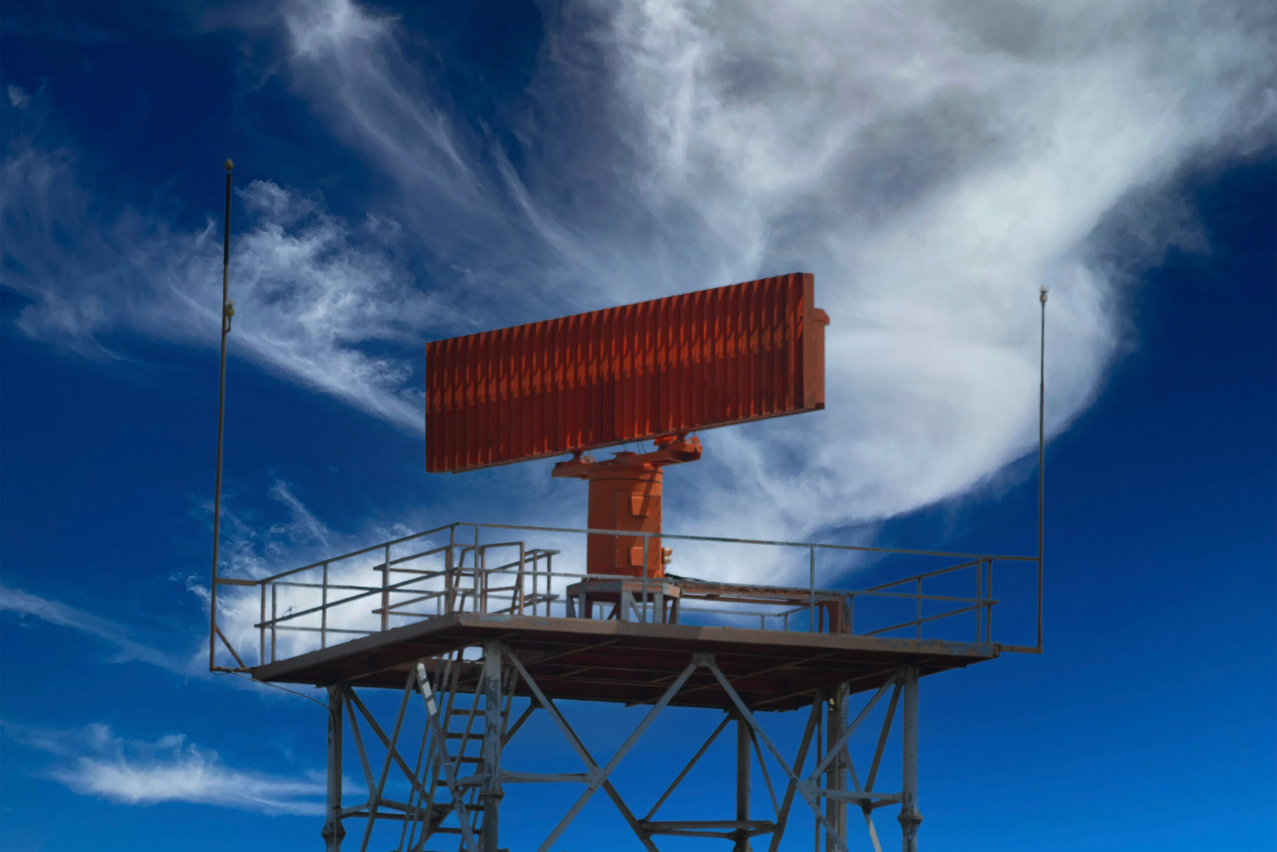 Radar tower against the sky