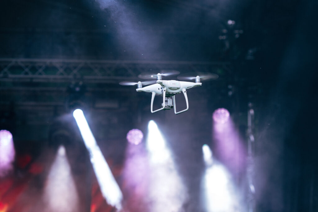 Drone flying above a concert